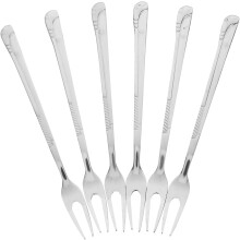 6-teiliges Dessertgabeln-Set aus Edelstahl, kleine 2-zinkige Gabeln aus Edelstahl 304