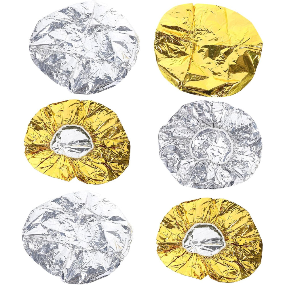 Hkhbjs Silver 6Pcs Professional Aluminum Foil Heat Insulation Hairdressing Caps For Salon Hair Dyeing, 3 Gold 3