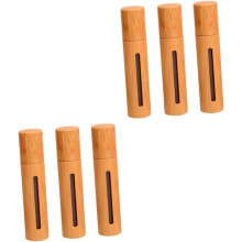 6er-Pack wiederbefüllbare Rollflaschen mit Bambusdeckel, Parfümfläschchen, ätherischen Ölen, Rollflaschen mit Edelstahlkugel für Aromatherapie