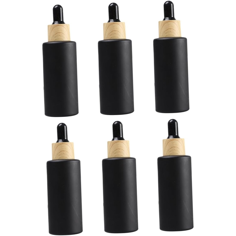 Hkhbjs 6Pcs 50Ml Frosted Glass Dropper Bottles Black Refillable Eye Dropper Containers