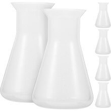 Lot de 6 flacons Erlenmeyer en plastique de 100 ml, à col étroit et gradués, de type conique, pour laboratoire.