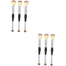 Lot de 6 pinceaux cosmétiques double embout pour maquillage, blush et fard à paupières, avec fond de teint professionnel.