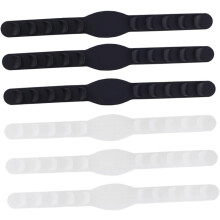 Ensemble de 6 rallonges de protection d'oreille en silicone noir flexible pour masque, adaptées au port à l'arrière.
