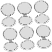 6pcs Compact White Foldable Round Mini Makeup Mirrors Dual-Sided Small Portable Handheld Mirrors