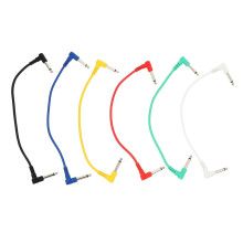 6 stuks instrumentkabels van 30 cm voor elektrische gitaar en folkgitaar (6,35 mm)