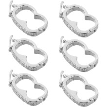 6-teiliges Set aus silbernen DIY-Schmuckverschlüssen, erdnussförmige Strass-Armbandverbinder