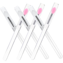 Lot de 6 pinceaux à lèvres portables en silicone avec capuchons anti-poussière et embout souple pour le maquillage des lèvres