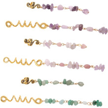 6pcs Stone Pendant Hair Accessories Natural Dreadlock Jewelry Hair Coils for Braids Women Braiding Decorations