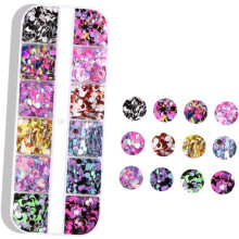 6 Stück bunte holografische Nagelpailletten – Atemberaubendes Nagelkunst-Zubehör