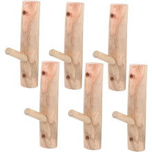 6er-Set Wandhaken aus Holz, Ast-Design, rustikale Dekoration, einfache Montage, platzsparend