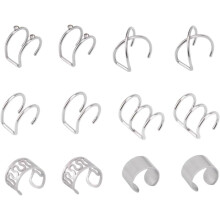 6 Paar modische Ohrclips aus Metall, schlichte Ohrklemmen für Damen und Mädchen, ohne Piercing, aus Stahl