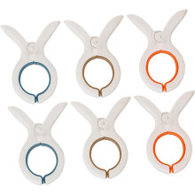 Lot de 6 pinces à linge coupe-vent robustes pour sécher serviettes et linge, format compact et sans design.