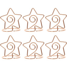 6 Stück Tischkartenhalter aus roségoldenem Metall, sternförmige Fotoclip-Ständer, Platzkartenhalter für Hochzeiten