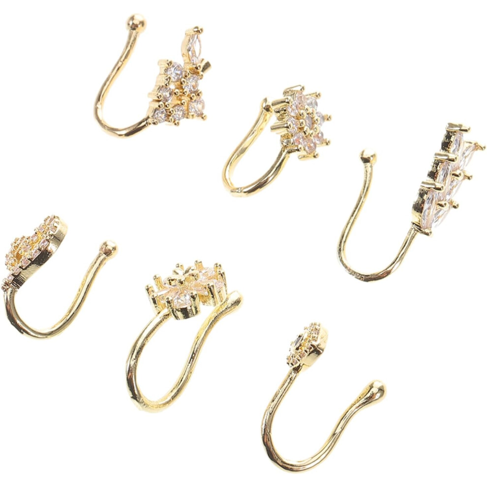 Hkhbjs 6Pcs Non Pierced Nose Jewelry Men Women Nose Ring Fake Jewelry Adjustable Clip