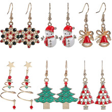 6 Paar weihnachtliche Ohrhänger für Damen, vergoldeter Ohrschmuck für Weihnachten