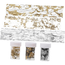 6 Stück Nagelkunst-Goldfolienfragmente, dekoratives DIY-Zubehör für French-Tip-Nägel mit Glitzer