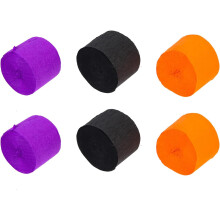 6 Rollen orangefarbene Krepppapier-Luftschlangen, Halloween-Party-Luftschlangen, Papierdekorationen