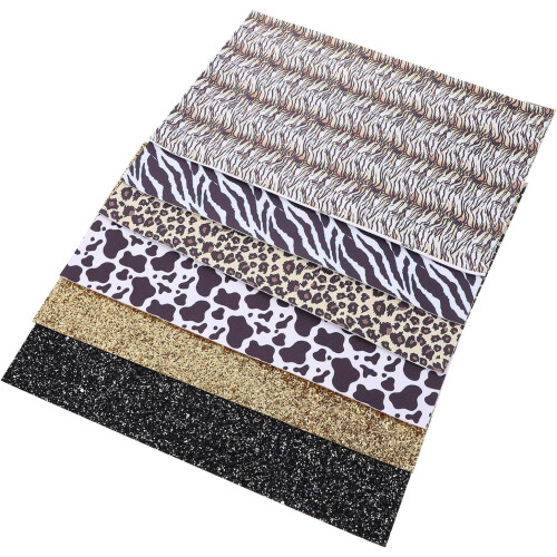 Σετ 6 τεμαχίων από Faux δέρμα PU με σχέδια ζώων, 20x33cm, για DIY ράψιμο και χειροτεχνία