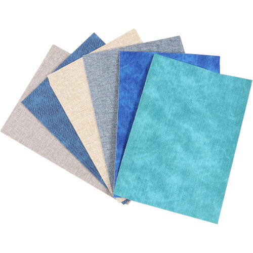 6pcs Pu Leather Sheets DIY Craft Set, couro sintético de grão de denim texturado