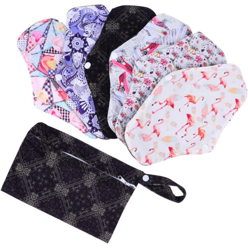 compresas menstruales reutilizables lavables con bolsa de almacenamiento práctica