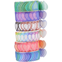 6 rollen decoratieve washi tape met hartjespatroon, gemengde kleuren, knutseltape set voor dagboeken