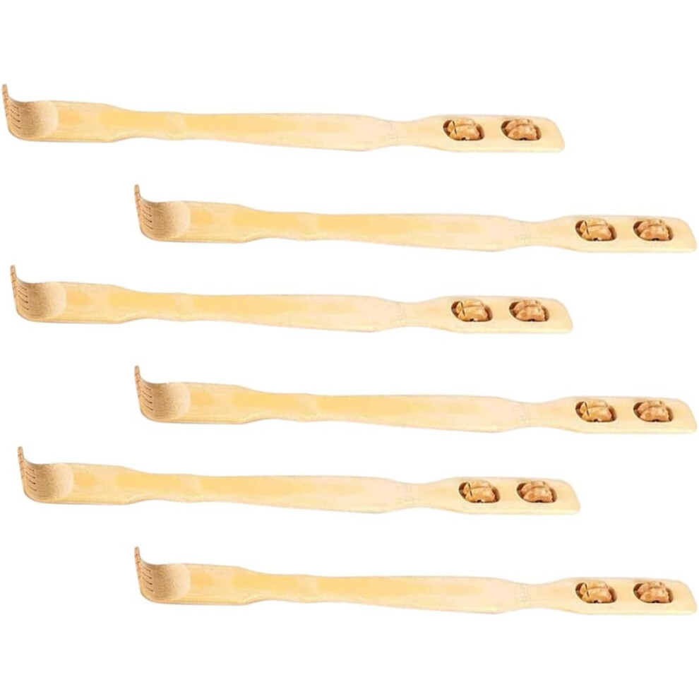 Hkhbjs Bamboo Back Scratcher Portable Back Scratching Tool Two-Wheel Roller