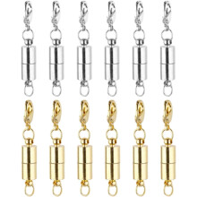 12 Stück magnetische Karabinerverschlüsse für Schmuckherstellung zum Selbermachen von Armbändern und Halsketten, starke Magnete, Gold