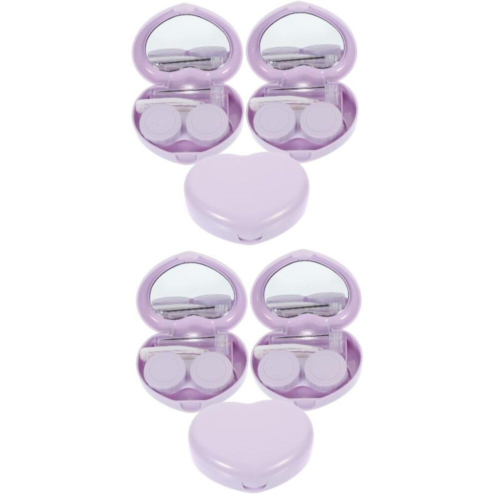 Hkhbjs 6Sets Heart Shaped Contacts Lens Case Box Portable Travel Holder For Women For Eye Lens Organizer And Storage