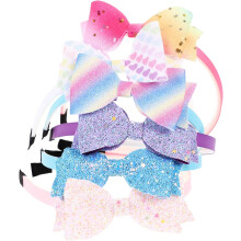 6 st. Flickor Glitter Paljett Rosett Pannband Barn Glittrande Håraccessoarer Barn Söta Rosett Hårband För Skolfest Vardagskläder