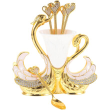 Ensemble porte-cuillères créatif en métal doré en forme de cygne, avec poignée ergonomique et grande polyvalence d'utilisation.