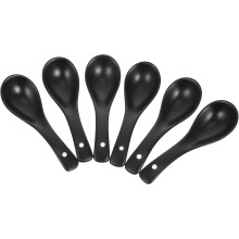 6-teiliges Set schwarzer Keramik-Suppenlöffel, sicher in der Anwendung und geeignet zum Umrühren mit der Hand