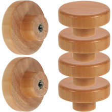 6 runde Schubladengriffe aus Holz mit Einzellochbohrung, Massivholz-Schrankbeschläge, komfortabler Griff, einfache Montage