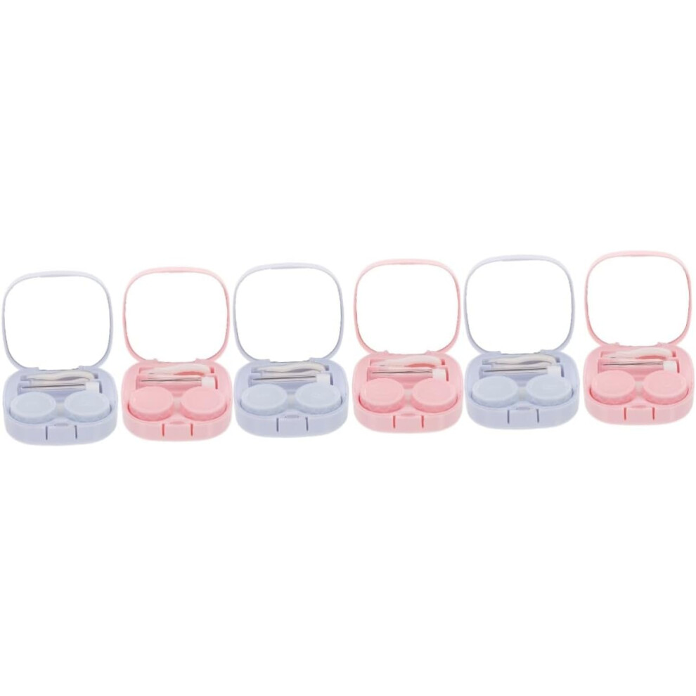 Hkhbjs Blue/Pink 6Sets Portable Convenient Contacts Holders Outdoor Wear-Resistant Contact-Lens Cases