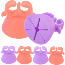 Silikon-Nagellackhalter-Set, 6-teilig (3 lila, 3 orange), mit Schutzhülle für Nagellackfläschchen zur Maniküre-Übung
