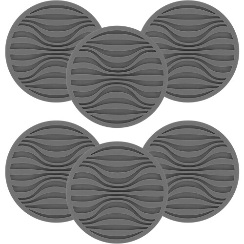 6pcs Silicone Coaster Set for Cups and Bottles, Round Dual-Sided Design Table Coasters