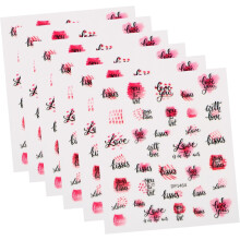 6 vellen Valentijns nagelstickers, zelfklevende manicure stickers met hartjes en rozenmotieven, makkelijk zelf aan te brengen nagelstickers