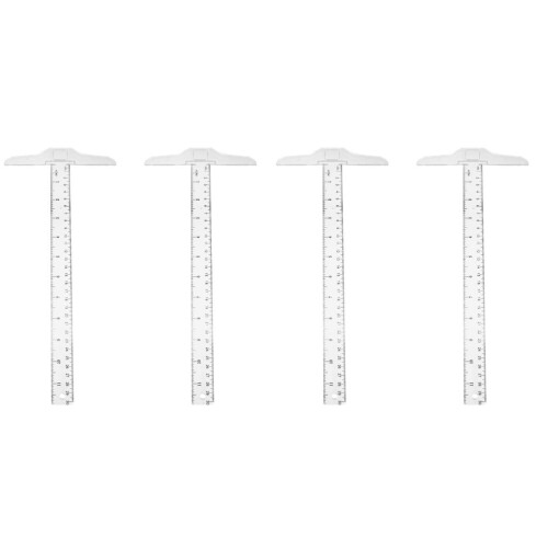 4pcs Shape Ruler Double Scale Ruler Plastic Measuring Drafting for School and Hobby Tools
