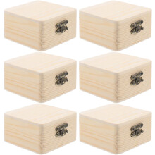 6 Stück DIY Schmuckaufbewahrungsboxen aus Holz, kleine quadratische Kästchen aus Kiefernholz, handbemalt
