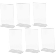 6 Acryl-Schildhalter, leicht und einfach aufzubauen, Tischaufsteller