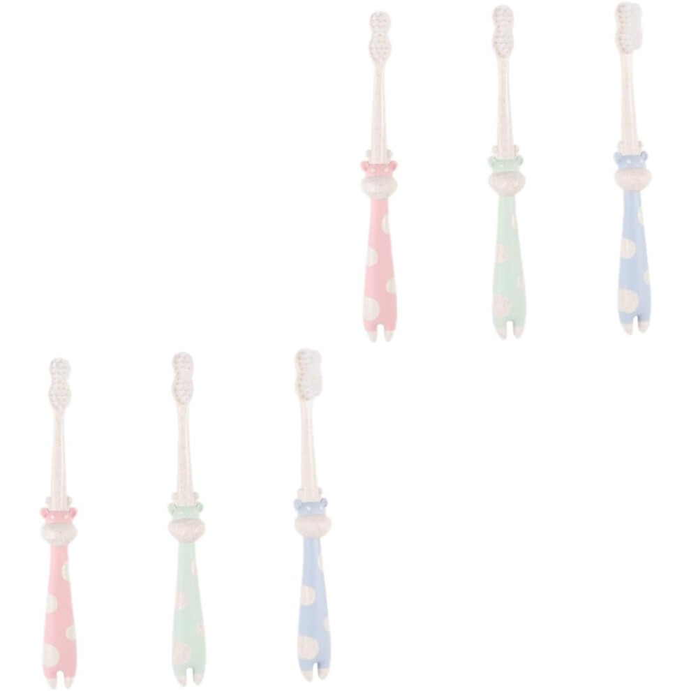 Hkhbjs Blue/Green 6Pcs Straw Toothbrush Cartoon Oral Care Toothbrush For Boy Girl Boys And Girls Soft Bristles