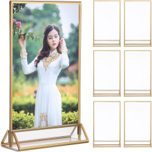6Pcs 4X6 Inch Acrylic Sign Holders Double-Sided Vertical Tabletop Document Display Stands