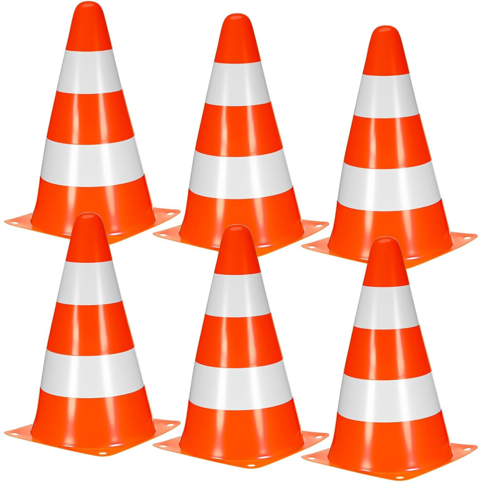 6Pcs Portable Traffic Cones Lightweight Pe Warning Cones For Road Safety And Construction Use 5455468301704