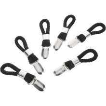 6 schwarze Handtuchhalterclips mit geflochtenem Baumwollseil und Metallkonstruktion – einfach zu verwenden