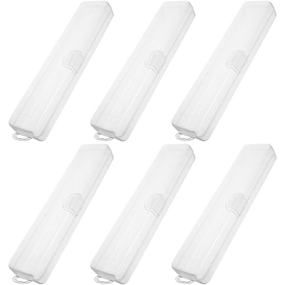 Hkhbjs 6Pcs Toothbrush Organizer Travel Holder Case Makeup Brush Storage Box Portable