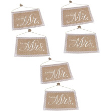 6-teiliges Set Stuhlschilder für Braut und Bräutigam, Stuhlbanner für „Mr. und Mrs.“