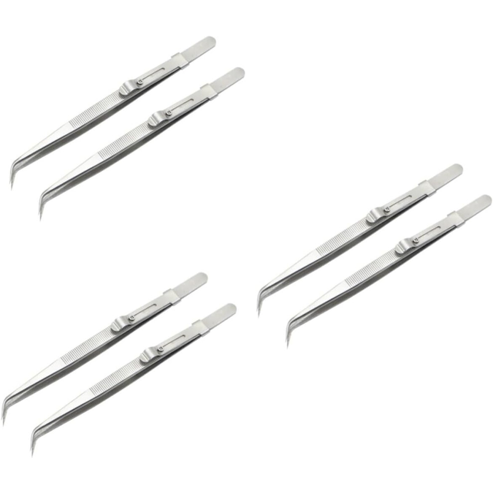 Hkhbjs 6Pcs Professional Steel Elbow Tweezers Set For Multifunctional Use Pointed Tweezers