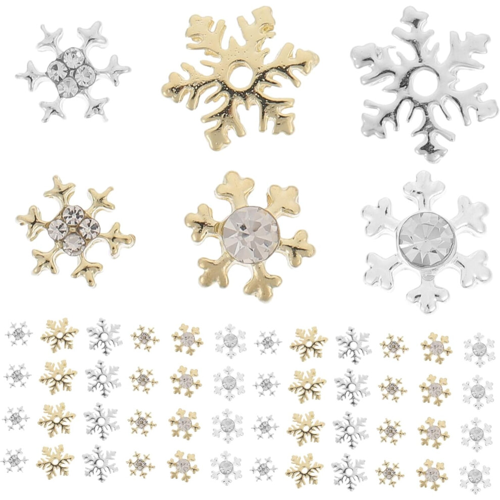 Hkhbjs Snowflake Nail Charms 60 Pcs Alloy Glitter Decorative Nail Art Accessories