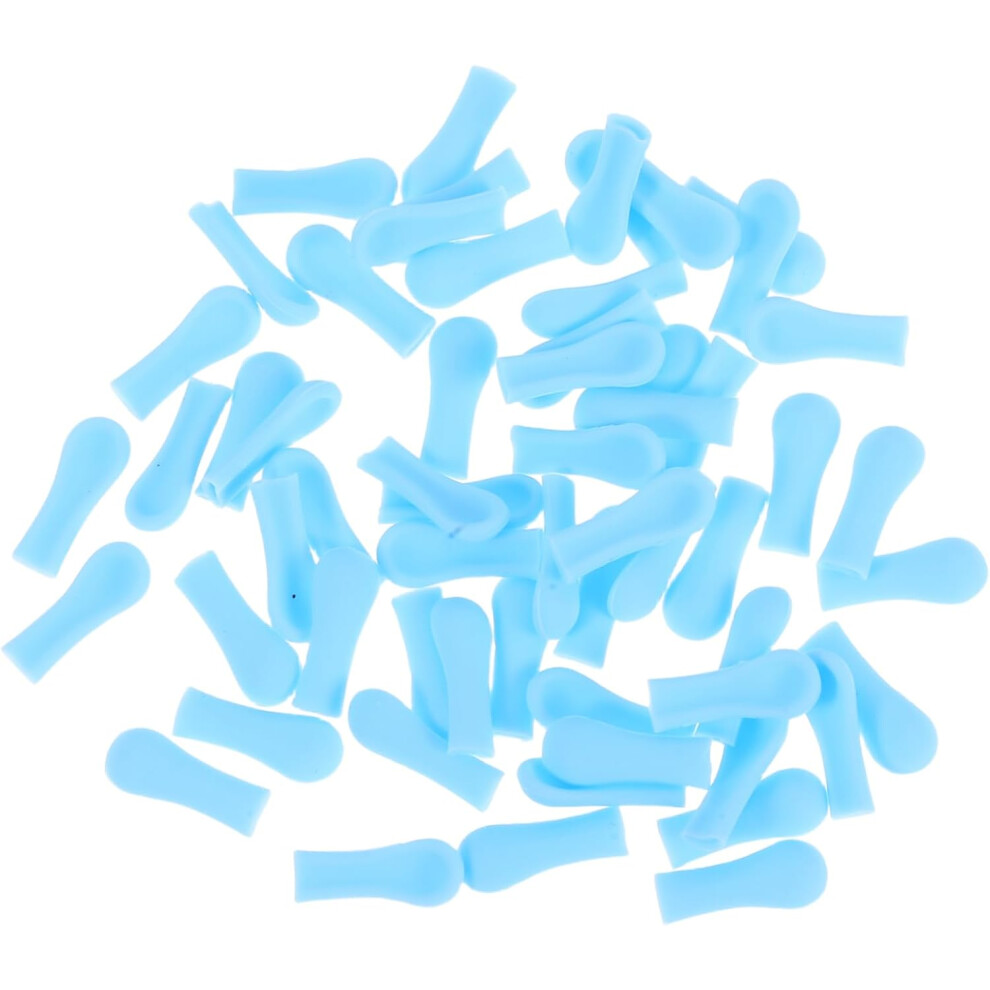 Hkhbjs Blue 60Pcs Ear Wax Removal Replacement Tips Silicone Ear Spoon Covers Cleaner Tips Scoop Sleeves Accessories