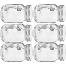 Bocaux en verre pour boissons, lot de 6, avec poignées et couvercles hermétiques, récipients de rangement portables en verre