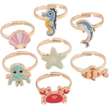 7-teiliges Set mit Cartoon-Ringen aus Metalllegierung für Jungen und Mädchen, bezaubernder Fingerschmuck, trendige und niedliche Fingerdekoration